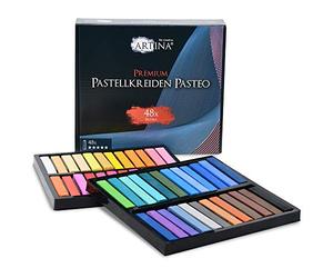 Artina Pastel Set Pasteo de 48 Craies pastels professionnelles - Dureté moyenne - Haute qualité - Couleurs vives - Craie couleur pour l’artiste