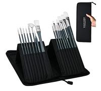 Artina Pinselset Malen Amsterdam - 17 teiliges Pinsel Set mit Tasche in Schwarz - Pinselhalter für Malpinsel Acrylfarben & mehr - Malpinsel Set groß mit Etui