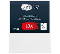 Artina Set de 10 Canvas Toile Peinture 40x50 cm - Tableau Peinture Châssis Entoilés en Bois FSC© - Tableau Toile a Peindre Blanche 100% Coton 280g/m² - Toiles à Peindre Stable Toile Blanche Akademie