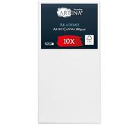 Artina Set de 10 Canvas Toile Peinture 50x100 cm - Tableau Châssis Entoilés en Bois FSC© - Tableau a Peindre Blanche 100% Coton 280g/m² - Toiles Stable Petite - Akademie