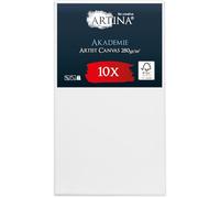 Artina Set de 10 Canvas Toile Peinture 50x80 cm - Tableau Châssis Entoilés en Bois FSC© - Tableau a Peindre Blanche 100% Coton 280g/m² - Toiles Stable Petite - Akademie