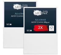 Artina Set de 2 Canvas Toile Peinture 50x70 cm - Tableau Peinture Châssis Entoilés en Bois FSC© - Tableau a Peindre Blanche 100% Coton 280g/m² - Toiles à Peindre Stable Akademie
