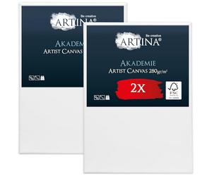 Artina Set de 2 Canvas Toile Peinture 50x70 cm - Tableau Peinture Châssis Entoilés en Bois FSC© - Tableau a Peindre Blanche 100% Coton 280g/m² - Toiles à Peindre Stable Akademie