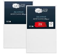 Artina Set de 2 Canvas Toile Peinture Châssis Entoilés en Bois FSC® | 50x80cm blanche 100% coton tableau toiles à peindre stable peintre professionnel support acrylique vierge artiste Akademie