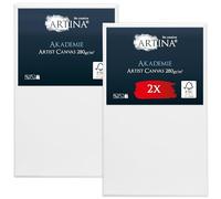 Artina Set de 2 Canvas Toile Peinture Châssis Entoilés en Bois FSC® | 60x100cm blanche 100% coton tableau toiles à peindre stable acrylique peintre professionnel support vierge artiste Akademie