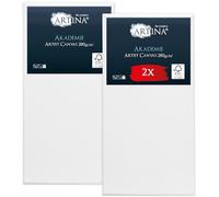 Artina Set de 2 Canvas Toile Peinture Châssis Entoilés en Bois FSC® | 60x120cm blanche 100% coton tableau toiles à peindre stable acrylique grand format support vierge Akademie