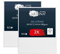 Artina Set de 2 Canvas Toile Peinture Grand Format Châssis en Bois FSC® | 50x60cm blanche 100% coton tableau entoilés à peindre stable Toiles acrylique carrée support vierge Akademie