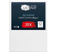 Artina Set de 20 Canvas Toile Peinture 18x24 cm - Tableau Peinture Châssis Entoilés en Bois FSC© - Tableau a Peindre Blanche 100% Coton 280g/m² - Toiles à Peindre Stable Akademie