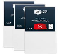 Artina Set de 3 Canvas Toile Peinture 20x30 cm - Tableau Peinture Châssis Entoilés en Bois FSC© - Tableau a Peindre Blanche 100% Coton 280g/m² - Toiles à Peindre Stable Akademie