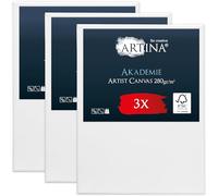 Artina Set de 3 Canvas Toile Peinture 30x40 cm - Tableau Peinture Châssis Entoilés en Bois FSC© - Tableau a Peindre Blanche 100% Coton 280g/m² - Toiles à Peindre Stable Akademie