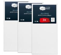 Artina Set de 3 Canvas toile peinture grand format châssis entoilés bois | 60x120cm blanche 100% coton tableau à peindre toiles stable FSC couleurs acryliques acrylique support artiste vierge Akademie
