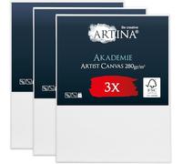 Artina Set de 3 Canvas toile peinture grand format châssis entoilés bois | 70x90cm blanche 100% coton tableau à peindre toiles stable FSC couleurs acryliques acrylique support artiste peintre Akademie