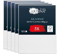 Artina Set de 5 Canvas Toile Peinture 60x80 cm - Tableau Peinture Châssis Entoilés en Bois FSC© - Tableau a Peindre Blanche 100% Coton 280g/m² - Toiles à Peindre Stable Akademie