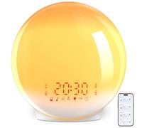 ARTINABS Reveil Lumineux, Radio Réveil Simulateur d'Aube avec Contrôle App, 4 Alarmes, Snooze, Calibrage Automatique de l'Heure, Lumière de Réveil avec 7 Sons Naturels, 12 Couleurs Lampe de Chevet