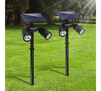 ARTINABS Spot Solaire Extérieur 2 en 1 Étanche IP65 Projecteur LED, 2P | Panneau solaire 5.5V/1.8W, batterie 2600mAh, 2 modes d'éclairage, angle réglable 360°, montage sol ou mural facile