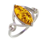 Artipol Bague fabr.européenne style français. Argent rhodié Ambre naturelle - modèle 2626-B, taille 55