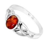 Artipol Bague fabr.européenne style français. Argent rhodié Ambre naturelle - modèle 2628-B, taille 57