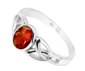 Artipol Bague fabr.européenne style français. Argent rhodié Ambre naturelle - modèle 2628-B, taille 57