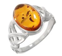 Artipol Bague fabr.européenne style français. Argent rhodié Ambre naturelle - modèle 3808-B, taille 54