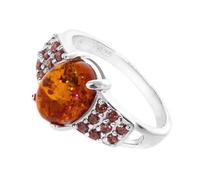 Artipol Bague fabr.européenne style français. Argent rhodié Ambre naturelle - modèle 3821-B, taille 55