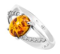 Artipol Bague fabr.européenne style français. Argent rhodié Ambre naturelle - modèle 3823-B, taille 54