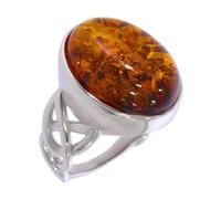 Artipol Bague fabr.européenne style français. Argent rhodié Ambre naturelle - modèle 6602-B, taille 58