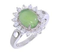 Artipol Bague fabr.européenne style français. Argent rhodié Jade naturelle - modèle 4612-J, taille 56