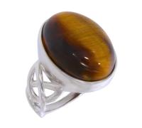 Artipol Bague fabr.européenne style français. Argent rhodié Oeil de tigre naturelle - modèle 6602-OT, taille 64