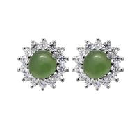 Artipol Boucles d'oreilles fabr.européenne style français. Argent rhodié Jade naturelle - modèle E5810-J
