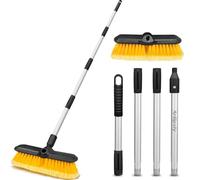 ARTIPOLY Brosse de Lavage de Voiture avec Tige d'extension, Brosse Souple de 25 cm, Brosse de Nettoyage Anti-Rayures pour Camping-Car, Bateau, Camion, Neige, rallonge en Alliage d'aluminium, 151cm