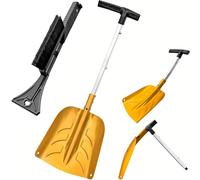 ARTIPOLY Pelle à neige avec grattoir à glace et brosse, 76 cm extensible avec poignée en aluminium léger, pelle d'hiver pliable 3 en 1 pour le camping, la voiture, les urgences, l'extérieur, la maison