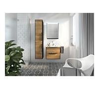 Artiqua Série 774 Ensemble de meubles de salle de bain 60 cm 774B2261MSMS3 avec armoire de toilette, meuble sous-vasque avec poignée noir mat