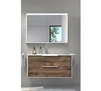 Artiqua Série 774 Meubles - Ensemble avec armoire de toilette 80 cm 774B2281MSMS3 Lavabo avec meuble bas, Noir Mat