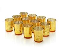 Artis - Bougie Votive photophore en Verre Mercure 2,75 po H Ensemble de 12 Or tacheté pour Les Mariages, Les fêtes et la décoration intérieure