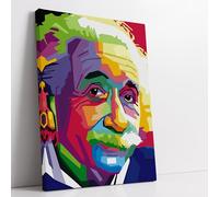 Artis Laboratory Portrait moderne Albert Einstein 50 x 70 cm - Tableau sur toile en coton avec cadre, prêt à accrocher, peintures modernes, salon, décoration de maison, bureau, écologique, fabriqué en
