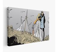 Artis Laboratory Toile tendue prêt à accrocher, Corto Maltese Port reproduction artistique - Kit de montage mural inclus sans cadre, décoration intérieure maison 100x150cm