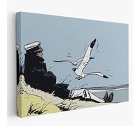 Artis Laboratory Toile tendue prêt à accrocher, Corto Maltese Sur la mer reproduction artistique - Kit de montage mural inclus sans cadre, décoration intérieure maison 50x70cm