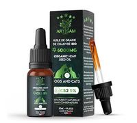 Artisam Huile de Graines de Chanvre Sativa 2% 6000 MG 30 ML | Made in France | Omega 3 6 9 | Huile de Chanvre Certifié Chien et Chat Animaux | Réduit Le Stress Améliore Le Sommeil (Bœuf)