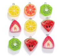 ARTISAMILY Pendentifs en résine en forme de fraise, orange, pastèque, banane, porte-clés mignon pour collier, bracelet, fabrication de bijoux, loisirs créatifs, Métal non précieux, Pas de pierre