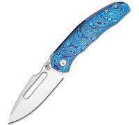 Artisan Boa Bleu S90V (Polissage Miroir) Titane Damas 1862G-TDB