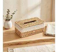 Artisan Boîte à serviettes en papier tissé, support élégant avec tissage serré pour salon, bureau, marron (A)
