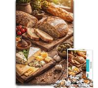 Artisan Bread, Cheese, and Olives Platter Puzzle en Bois, 500 pièces | Cadeau de fin d'année pour fan de puzzle avec moment puzzle seul ou à plusieurs seul ou à plusieurs.