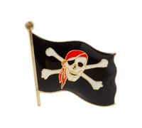 Artisan Owl Écharpe rouge Jolly Roger avec os croisé sur drapeau pirate, Métal, Sans pierre précieuse