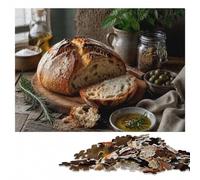 Artisan Sourdough Bread with Rosemary and Oli Puzzle en Bois, 1000 pièces | Puzzle adulte - différences de couleur visibles pour regrouper les pièces à son propre rythme.
