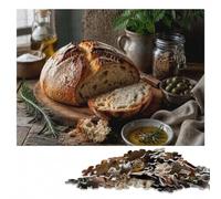 Artisan Sourdough Bread with Rosemary and Oli Puzzle en Bois, 300 pièces | Puzzle pour passionné: tri par détails du motif pour avancer régulièrement pendant le temps libre.