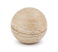 Artisanal Abode Sphère décorative en travertin naturel, boule en pierre de 12 cm, décoration d'orbe beige polie à la main pour table basse, console, étagère et salon