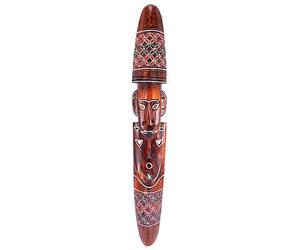 Artisanal Grand Masque en Bois Africain 100cm Motif Fumeur de Pipe.