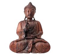 Artisanal Grande Statue de Bouddha Zen en Bois Massif sculpté Main 40cm