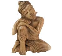 Artisanal Statue de Bouddha Assis 30cm - Bois Massif Brut