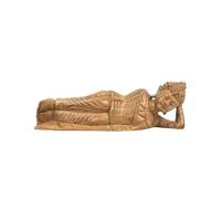 Artisanal Statue de Bouddha couché 30cm en Bois Exotique Brut. Décoration Zen.